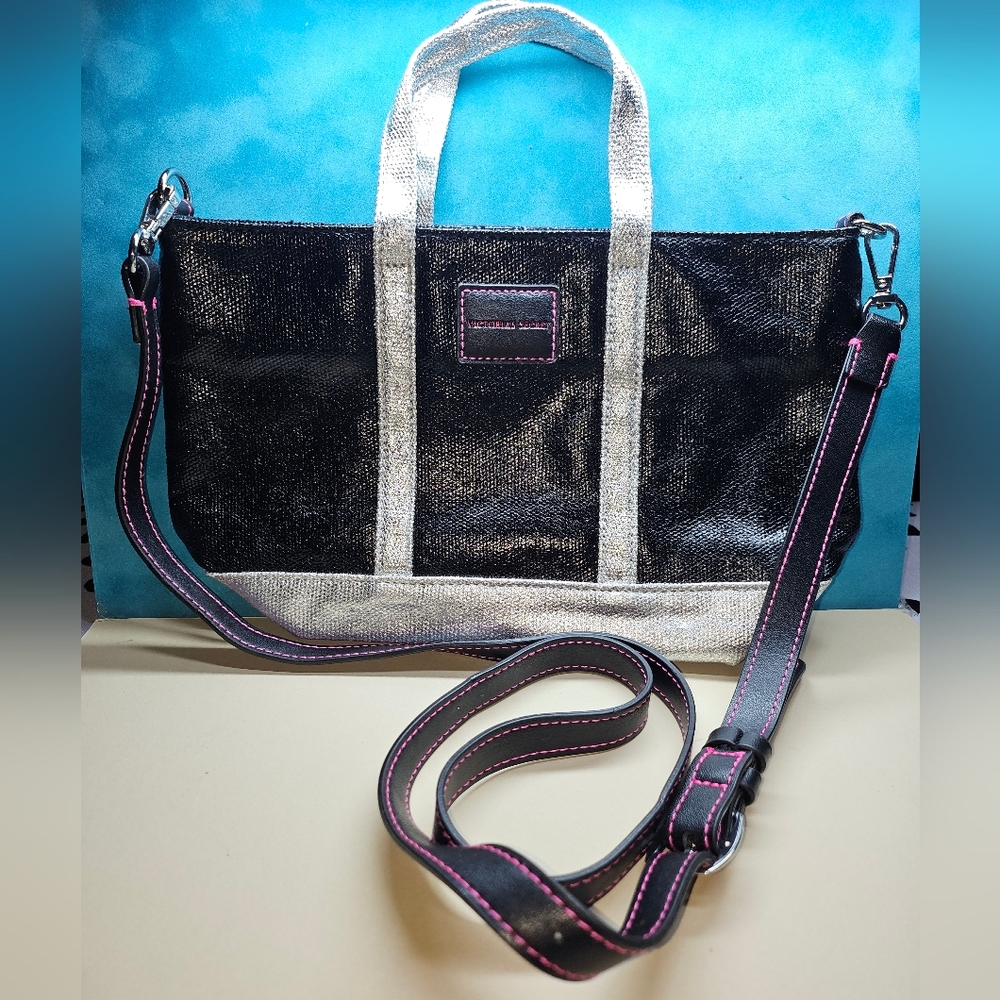 Victoria's Secret Mini Black and Silver Tote